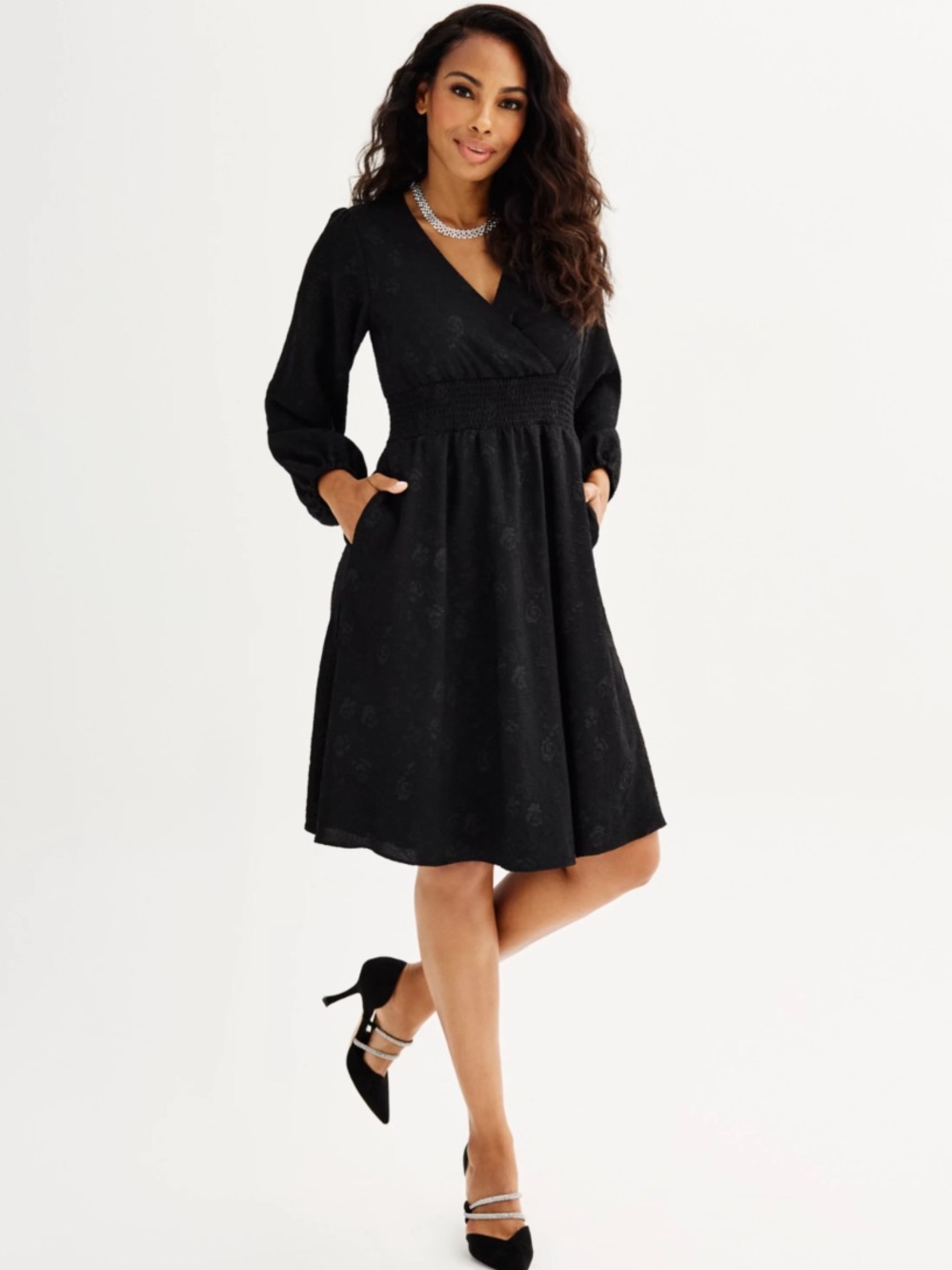 Draper James Long Sleeve Smocked Waist Dress